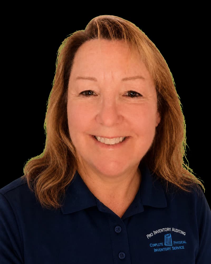 Suzanne Benson in a navy Pro Inventory Auditing polo