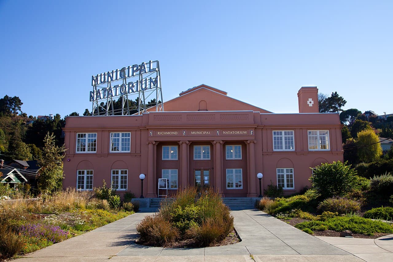 The Richmond Plunge building in Point Richmond's historic district.