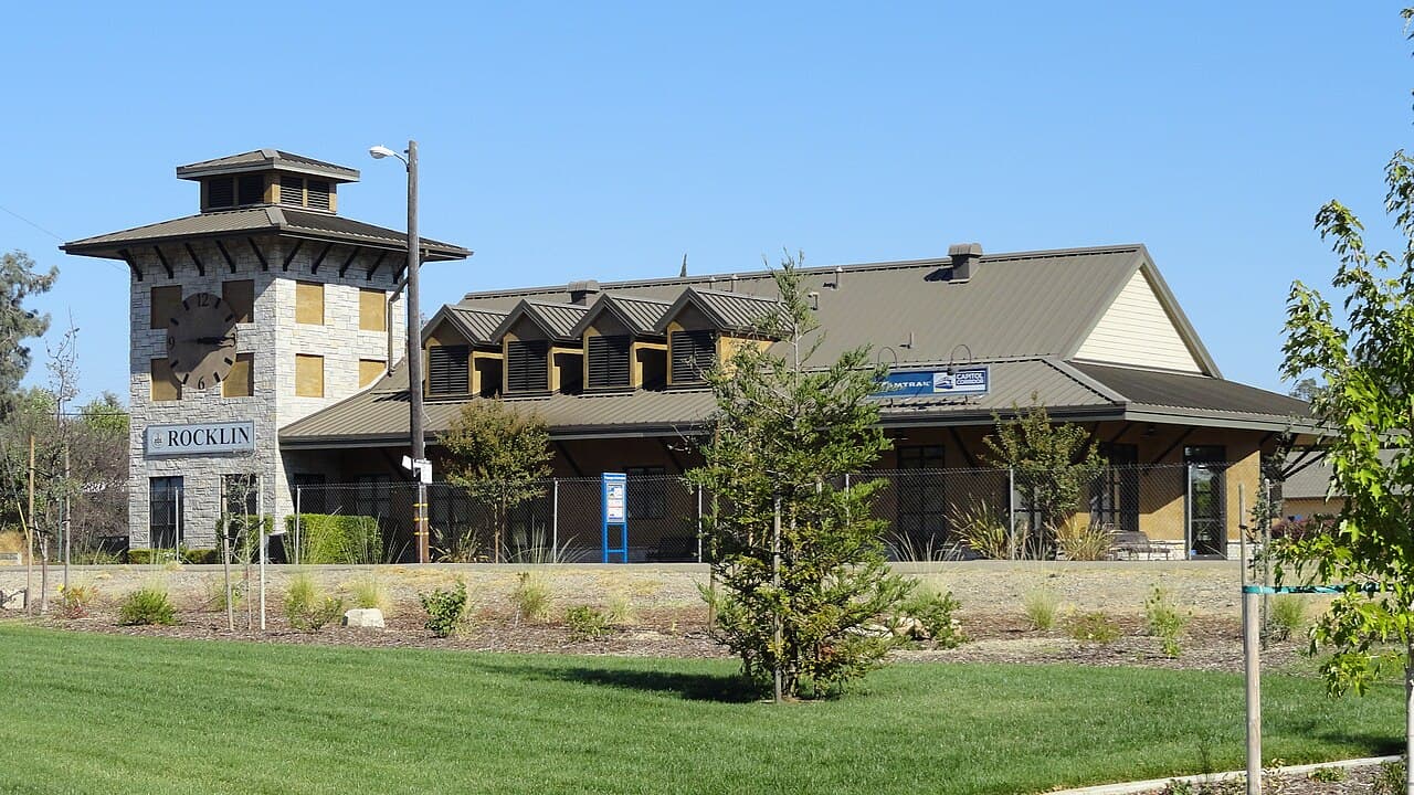 Rocklin station and the Chamber of Commerce building.